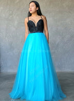 Vestido celeste con negro Lucci Lu