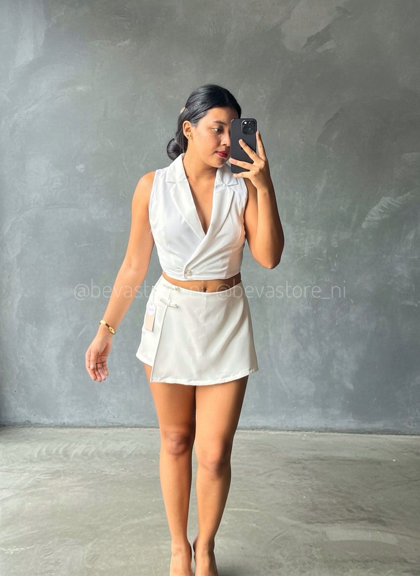 Set de vestir top y falda short