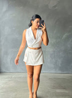 Set de vestir top y falda short