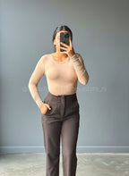 Bodysuit manga larga y cuello redondo