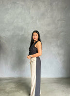 Pantalón recto Negro y crema