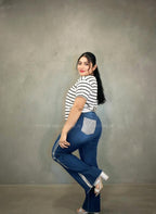 Pantalón Recto azul con brillos