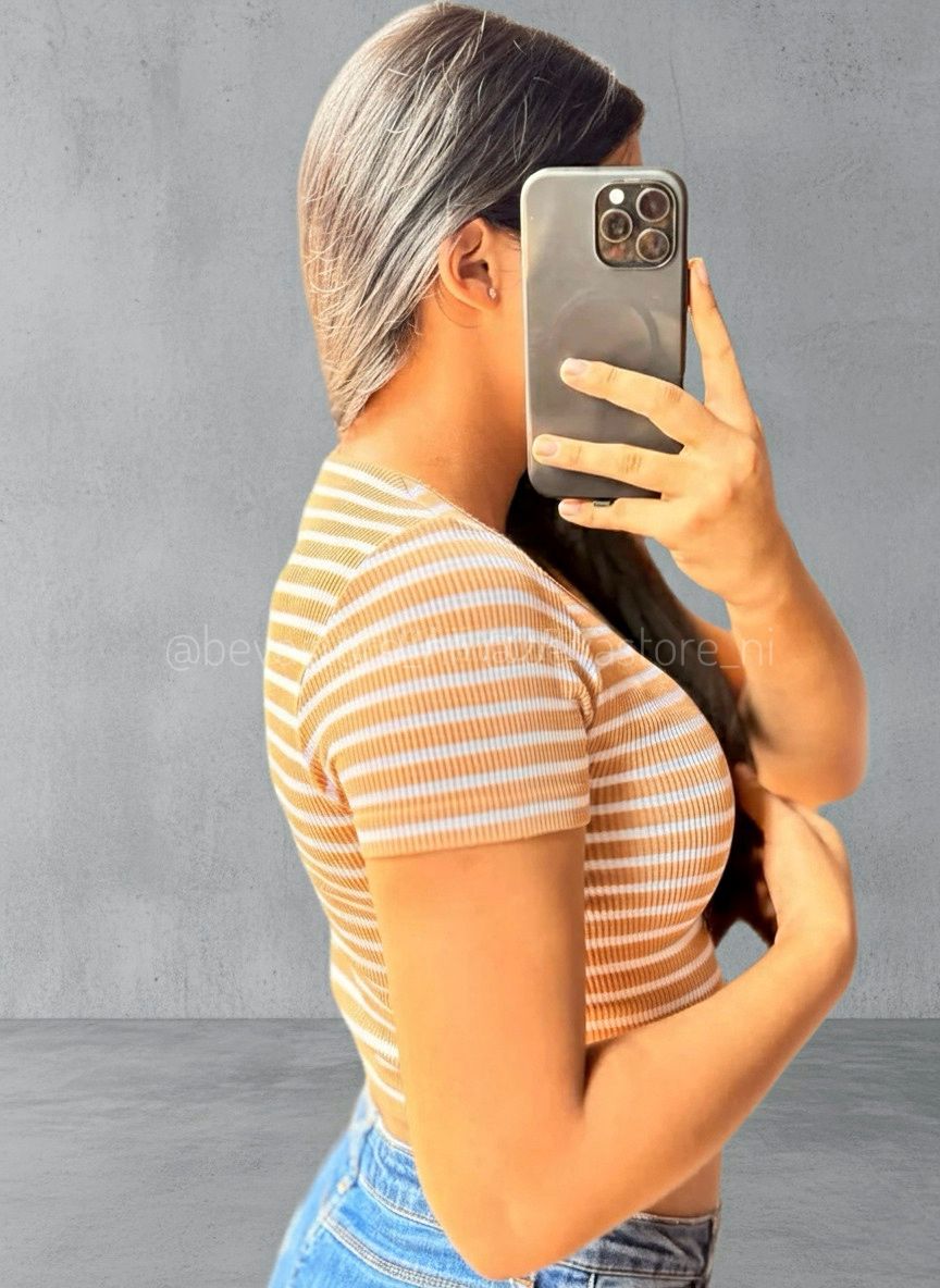 Crop top Leidaly café claro