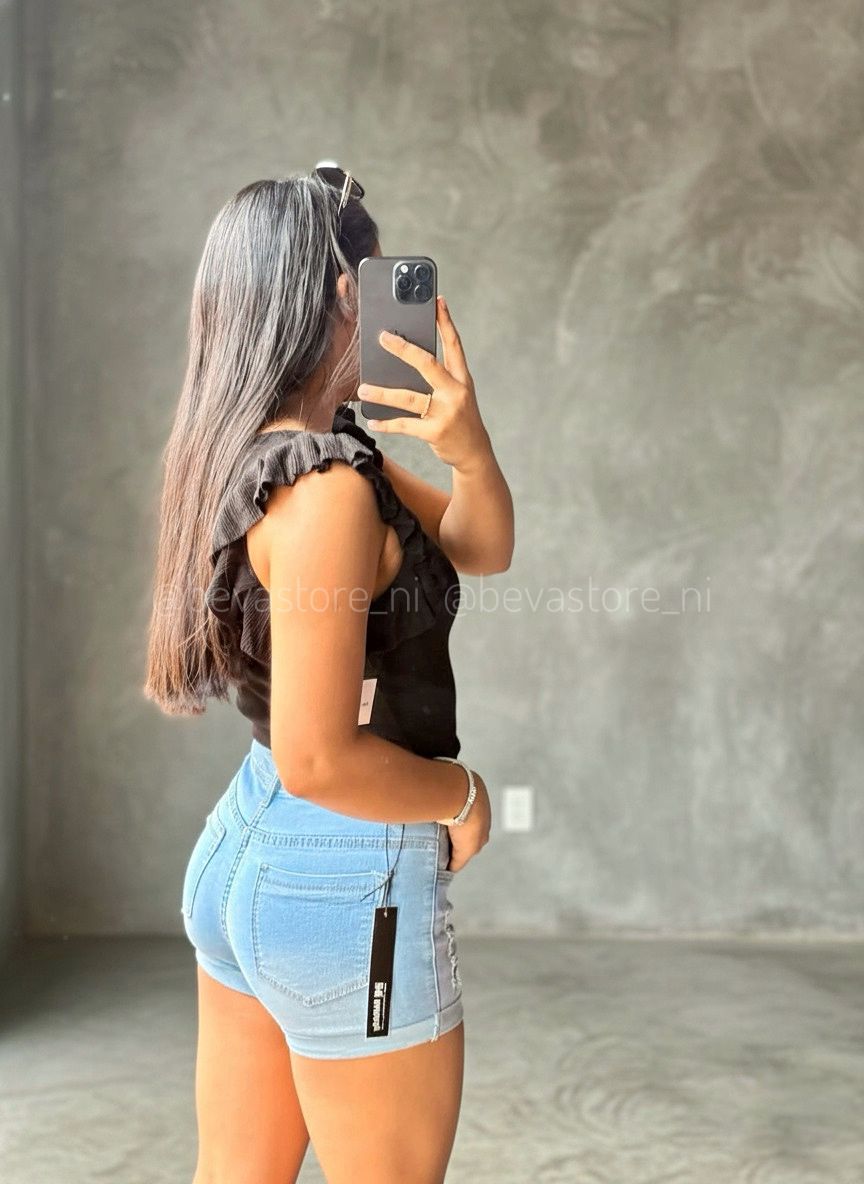 Short Jeans Azul Claro Cintura Media