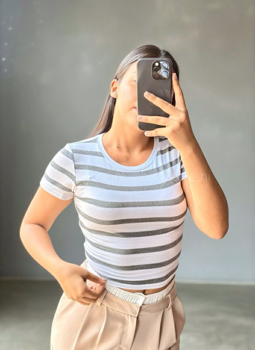 Crop Top blanco con rayas