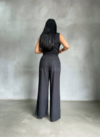 Pantalón recto Negro y crema