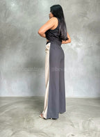 Pantalón recto Negro y crema