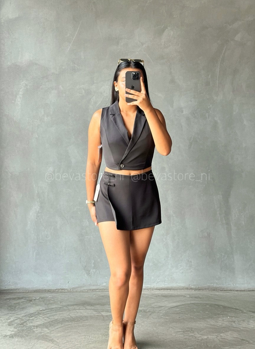 Set de vestir top y falda short