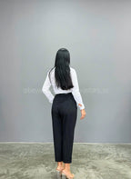 Pantalón de vestir de rayas con cinturón