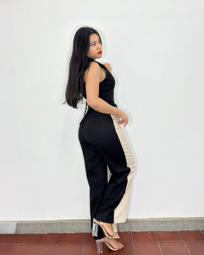 Pantalón María Negro y crema