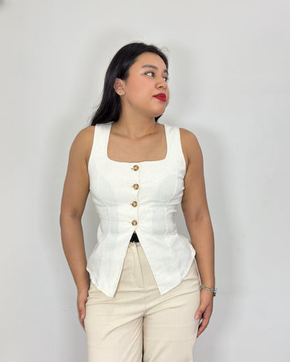 Chaleco de lino Bertha blanco