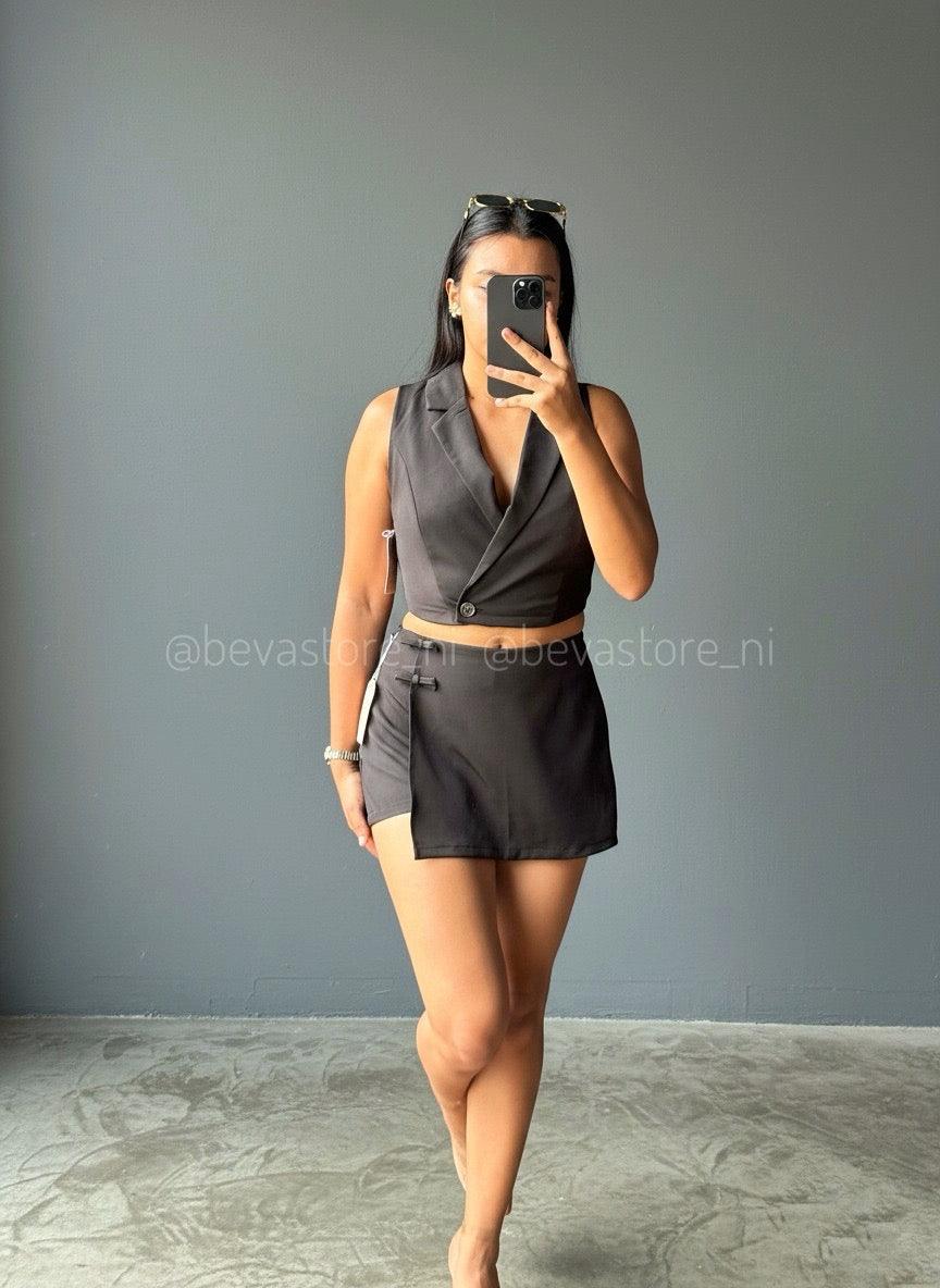 Set de vestir top y falda short