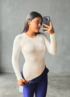 Bodysuit manga larga y cuello redondo