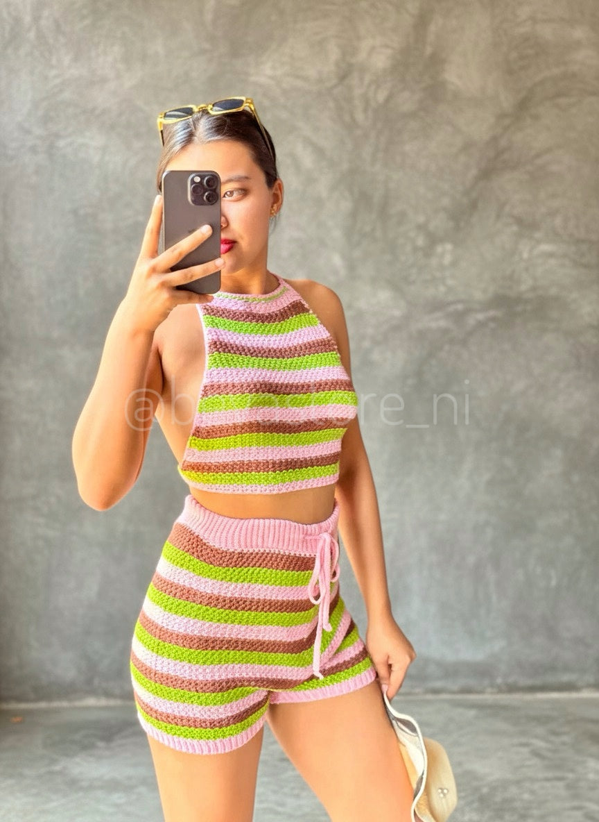 Conjunto Crochet Top Espalda abierta y Short