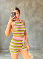 Conjunto Crochet Top Espalda abierta y Short