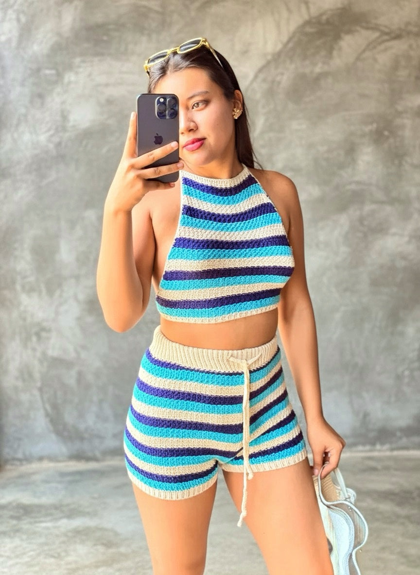 Conjunto Crochet Top Espalda abierta y Short