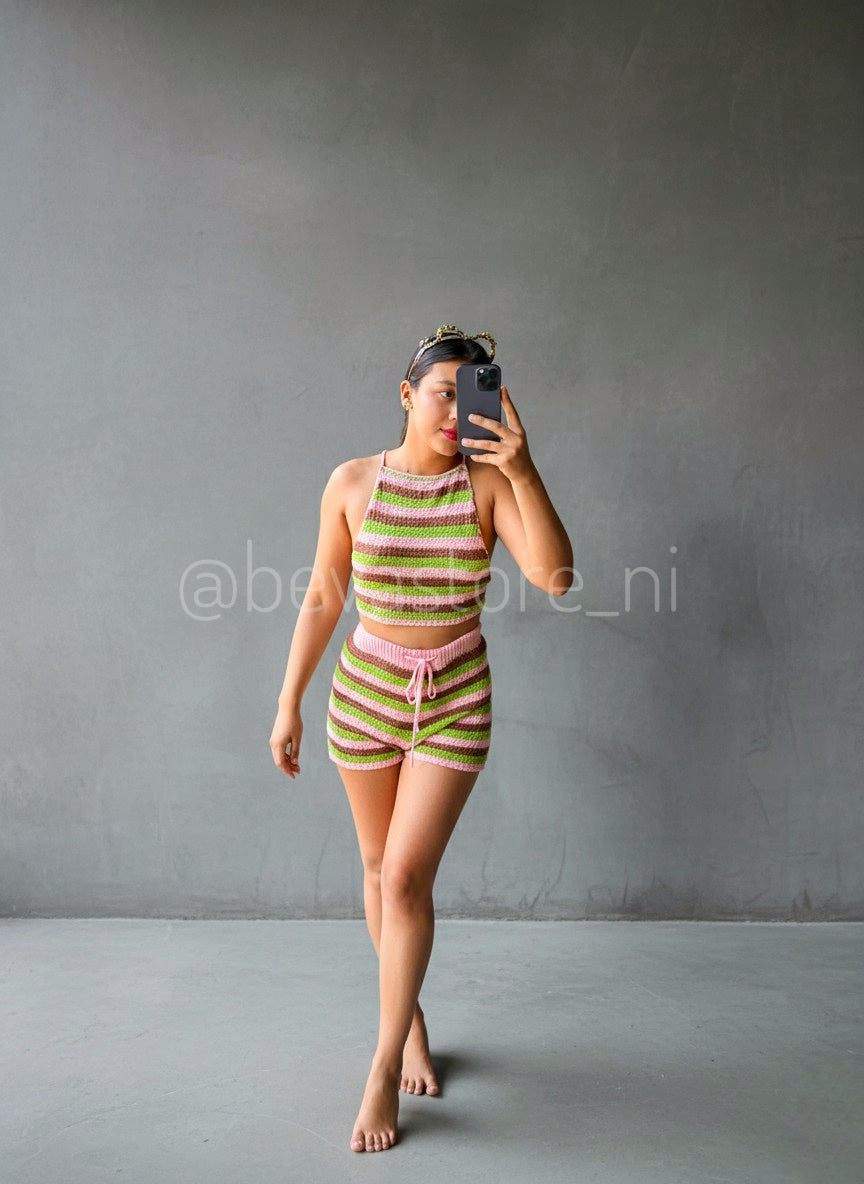 Conjunto Crochet Top Espalda abierta y Short