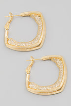 Aretes Dorados Cuadrados de Malla