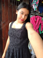 Vestido calado negro corto