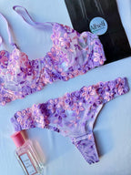 Lencería con bordado floral romántica 2 piezas