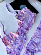 Lencería con bordado floral romántica 2 piezas