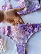 Lencería con bordado floral romántica 2 piezas