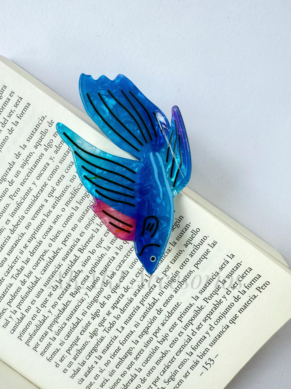 Pinza de cabello de pez azul