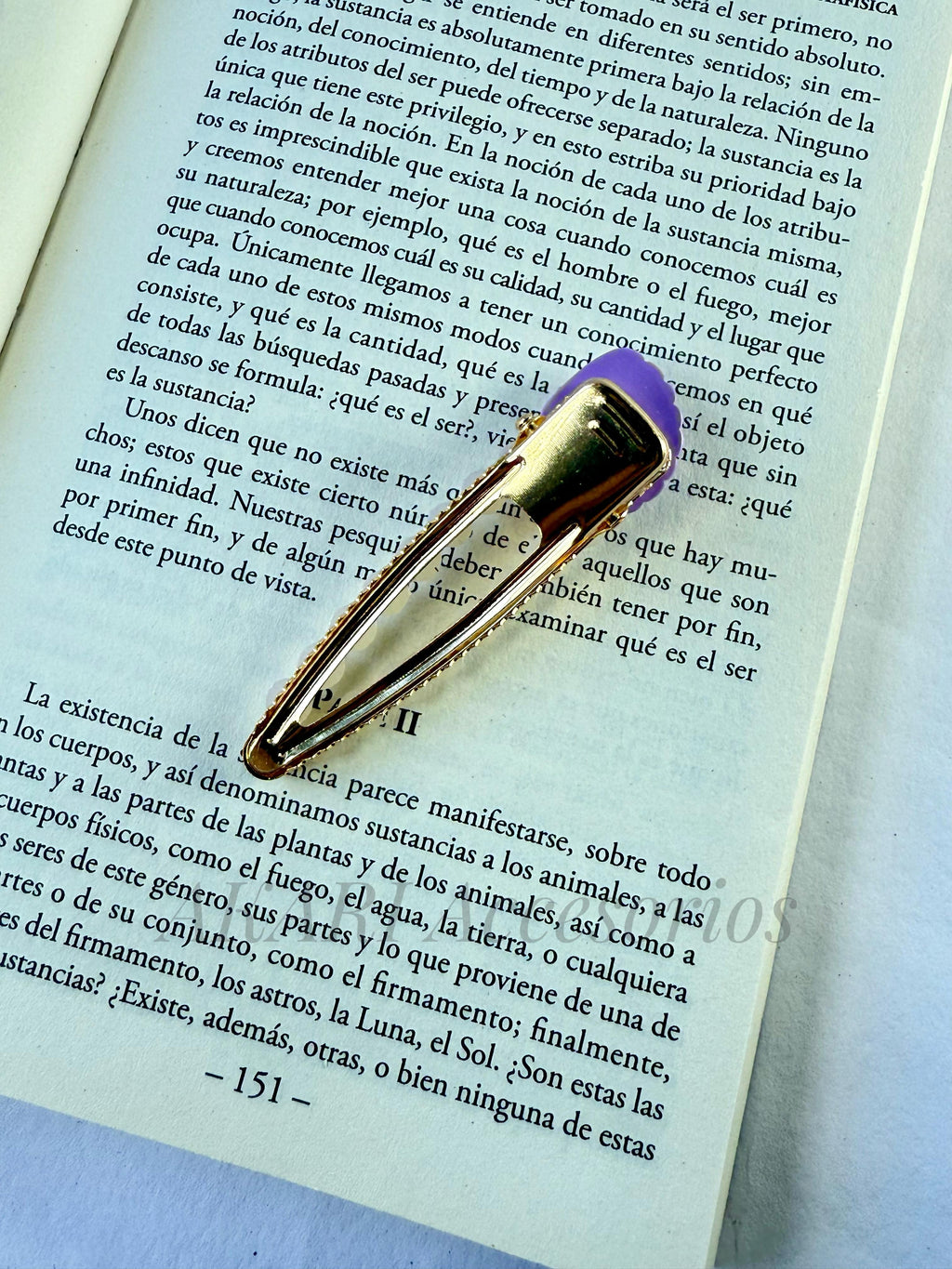 Broche de cabello violeta de formas