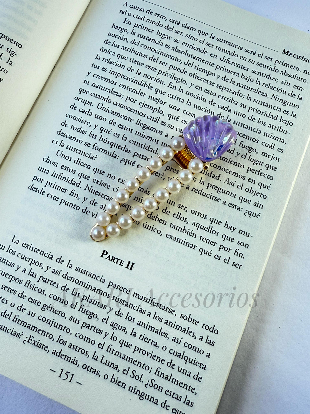 Broche de cabello violeta de formas