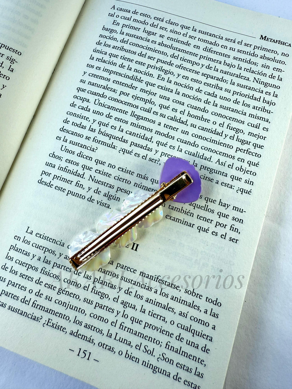 Broche de cabello violeta de formas