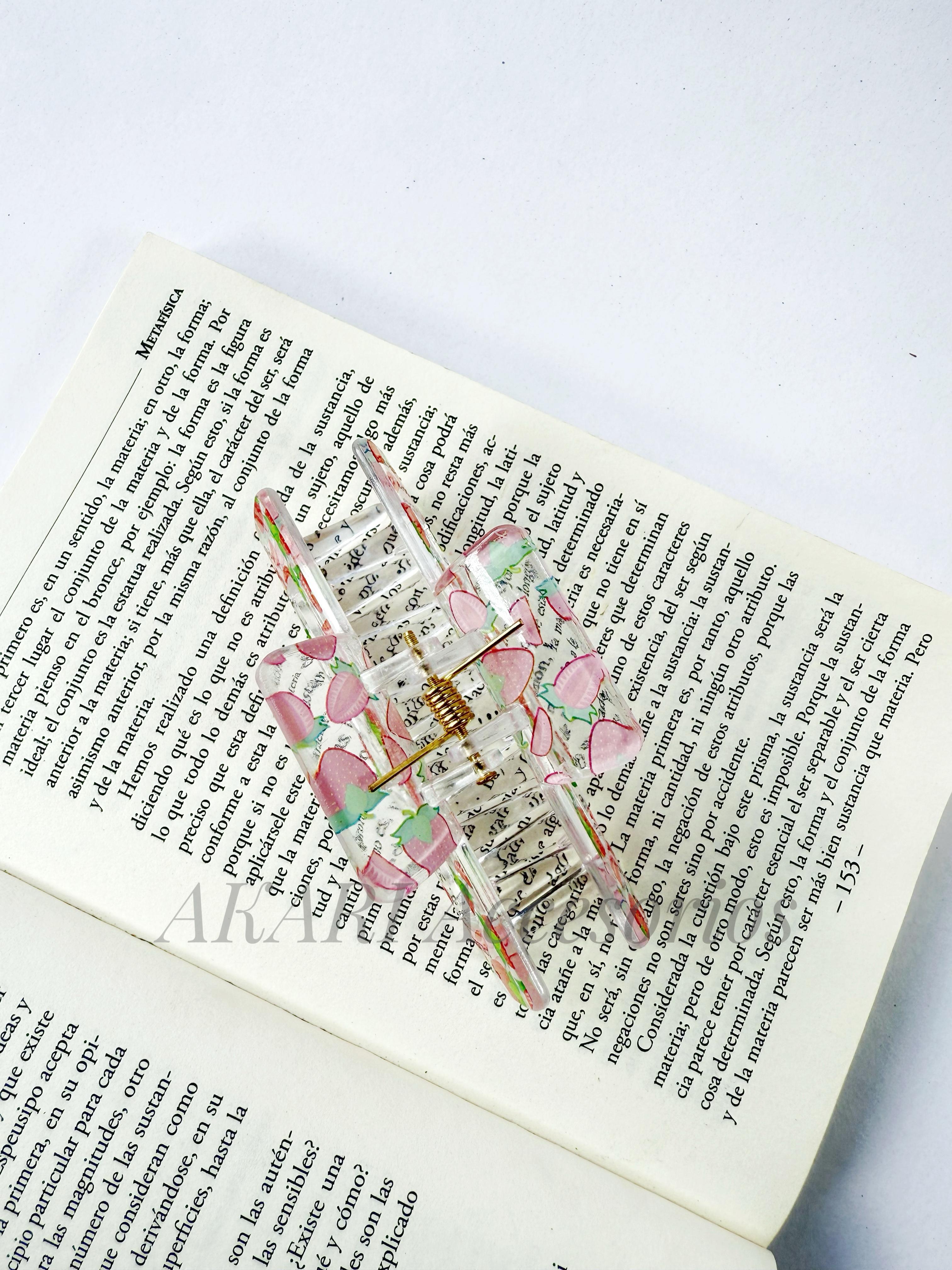 Pinzas de cabellos transparente de estampado