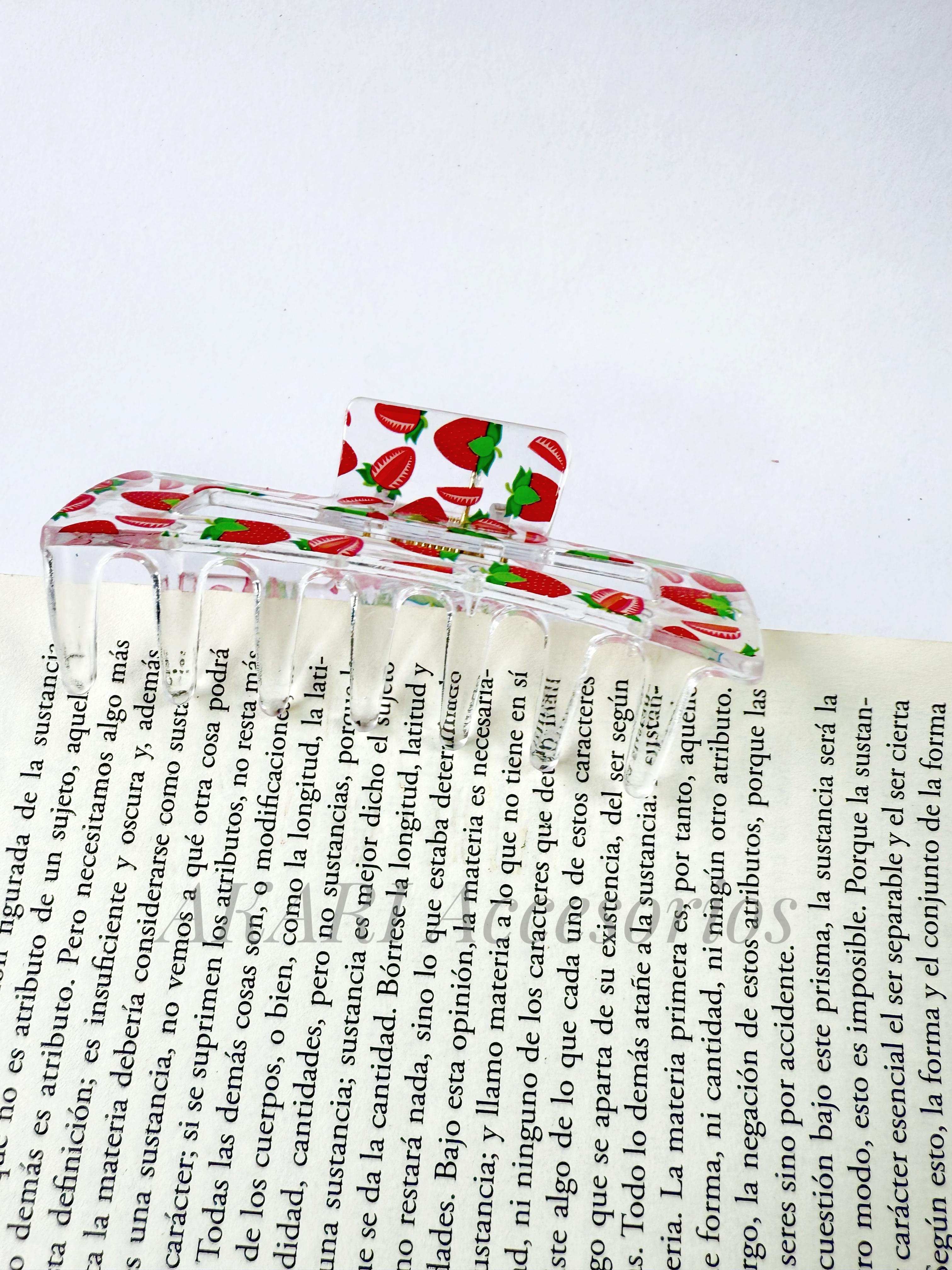 Pinzas de cabellos transparente de estampado