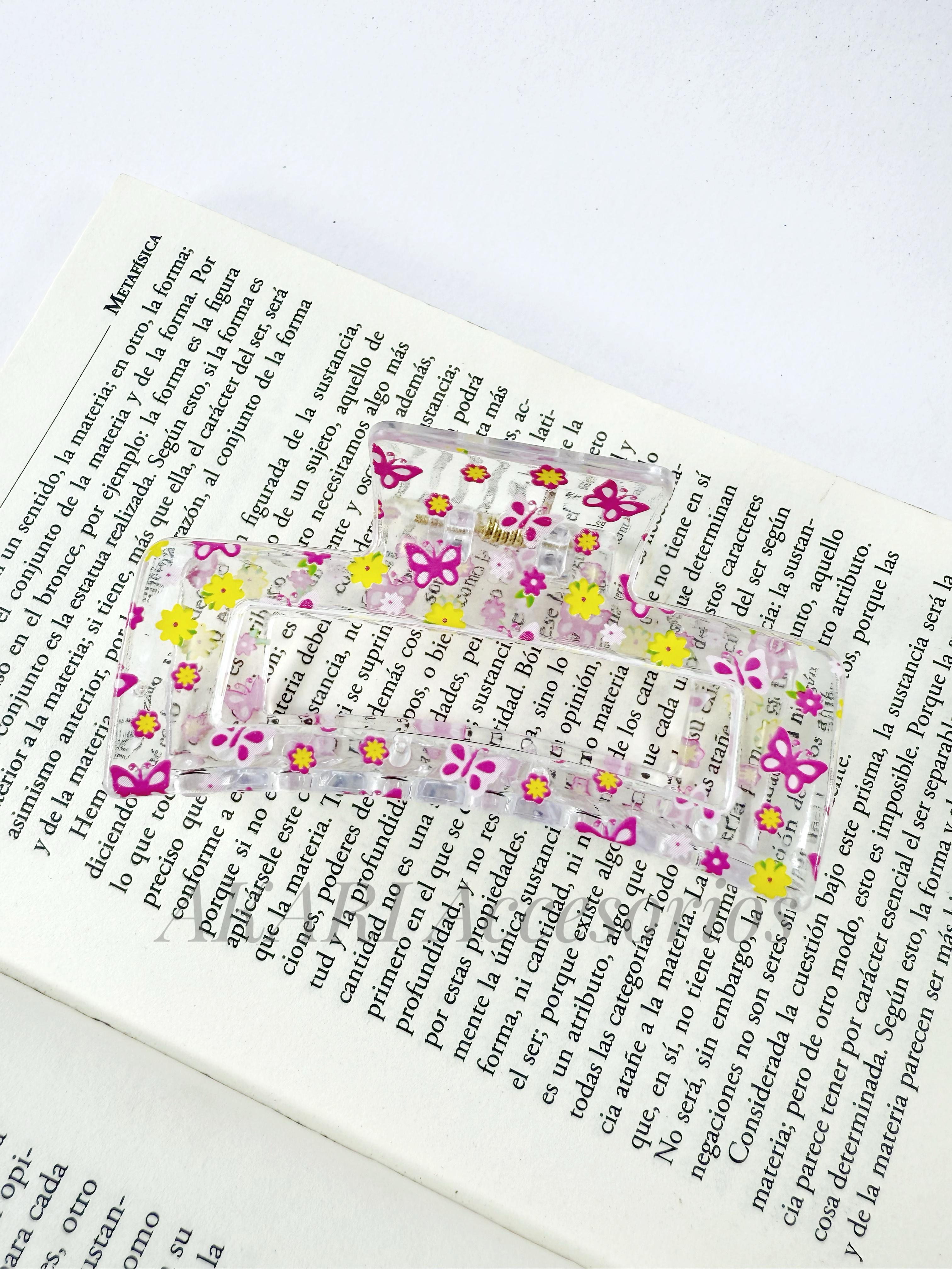 Pinzas de cabellos transparente de estampado