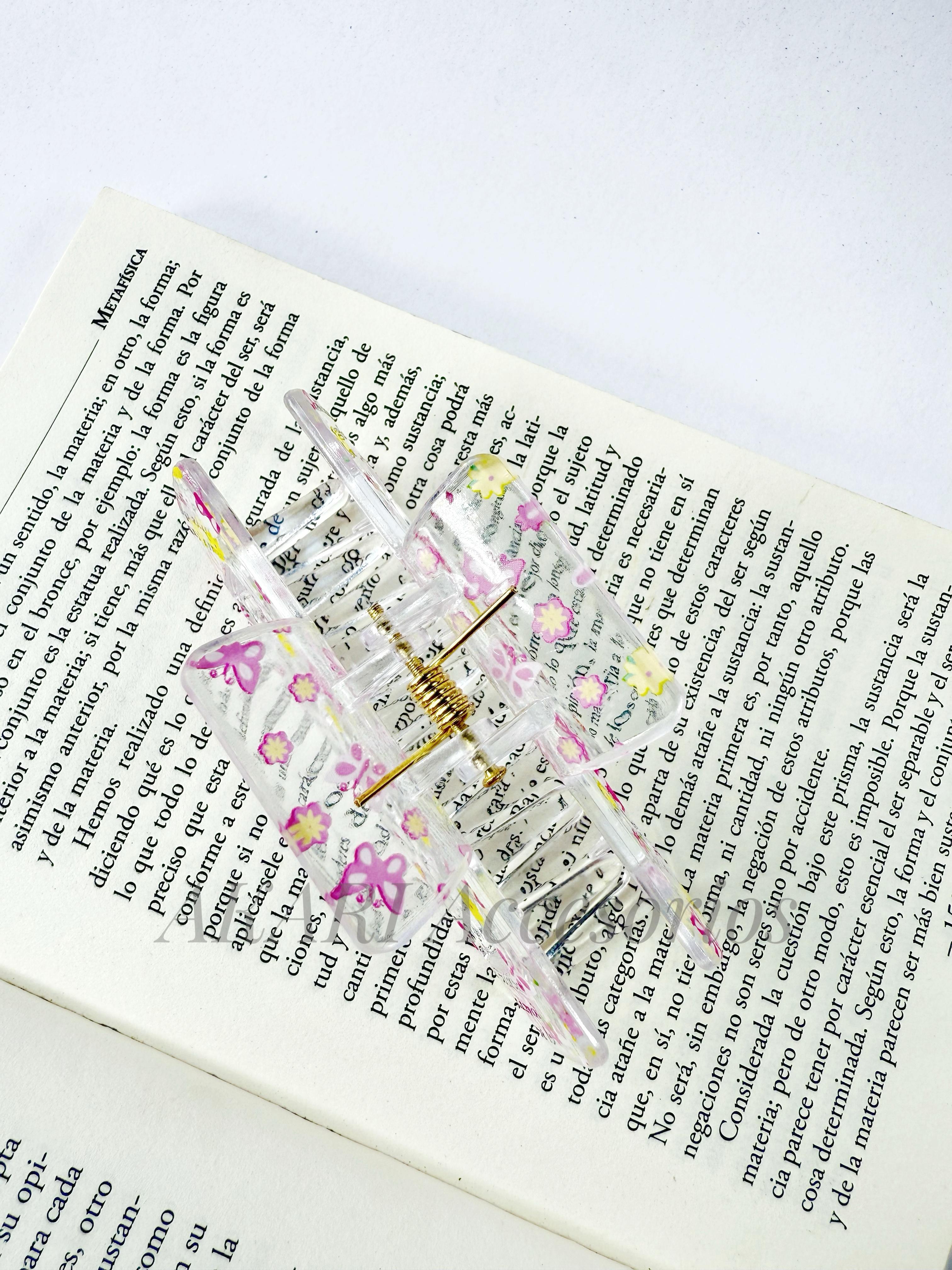 Pinzas de cabellos transparente de estampado