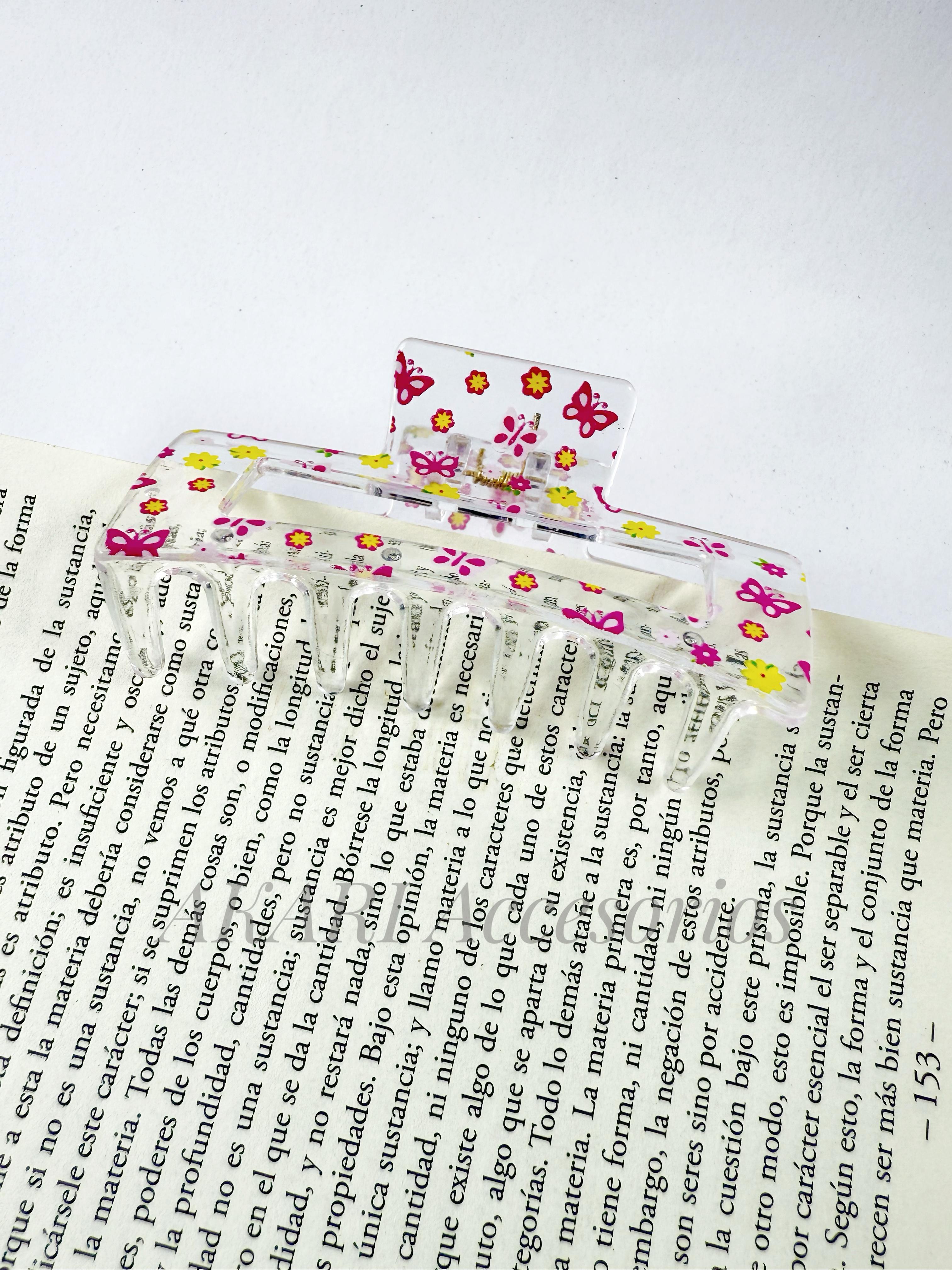 Pinzas de cabellos transparente de estampado