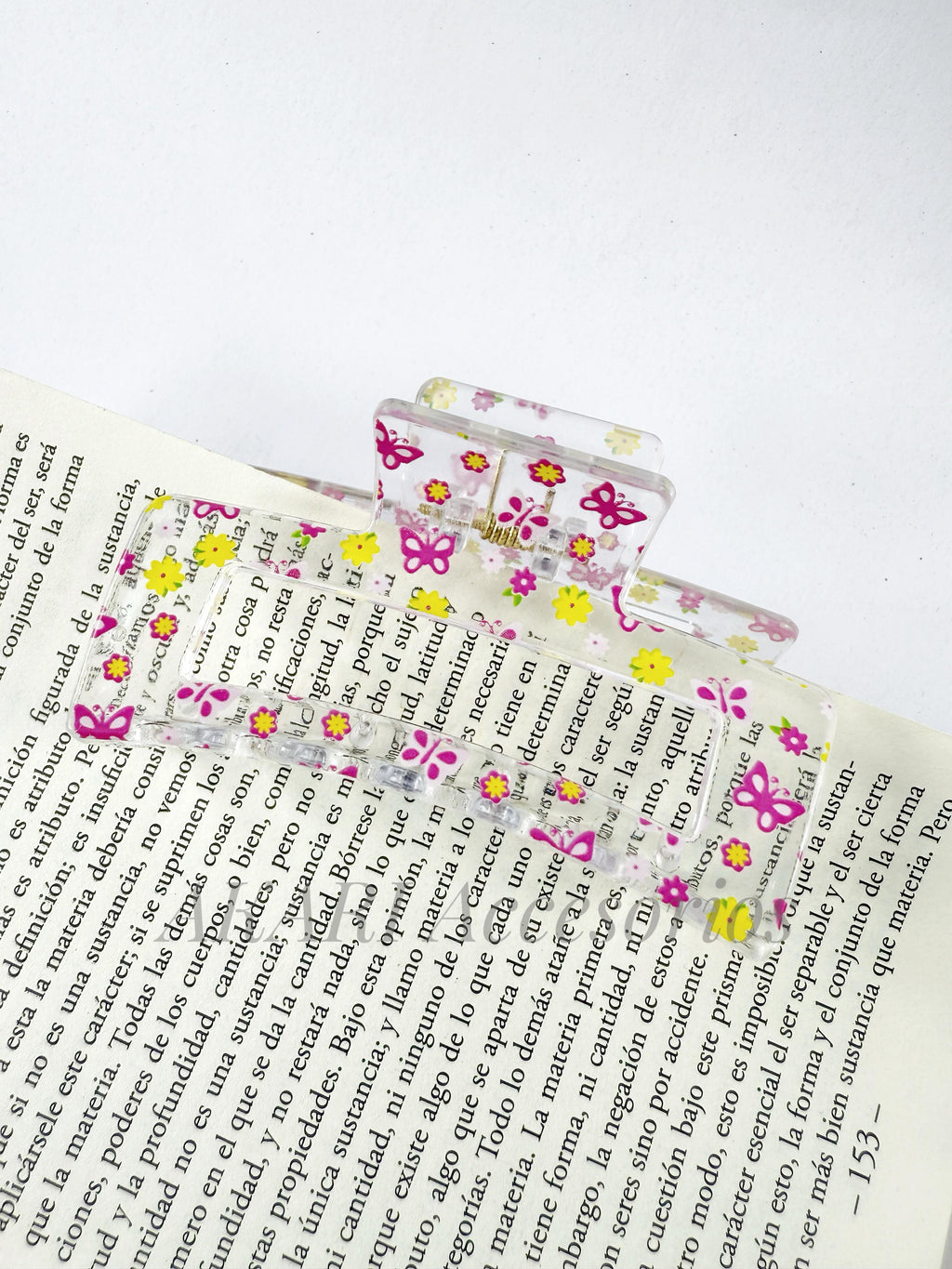 Pinzas de cabellos transparente de estampado