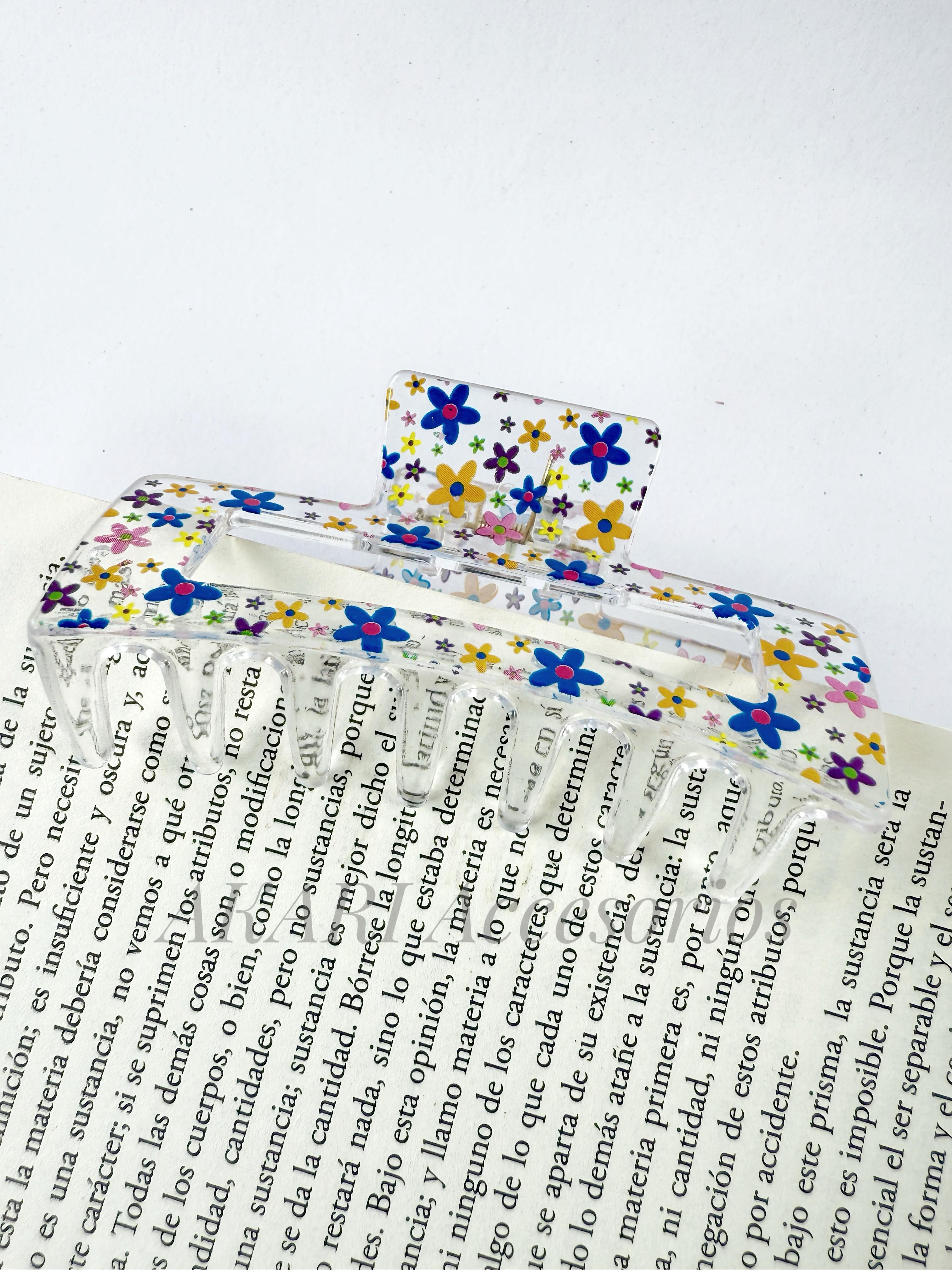 Pinzas de cabellos transparente de estampado