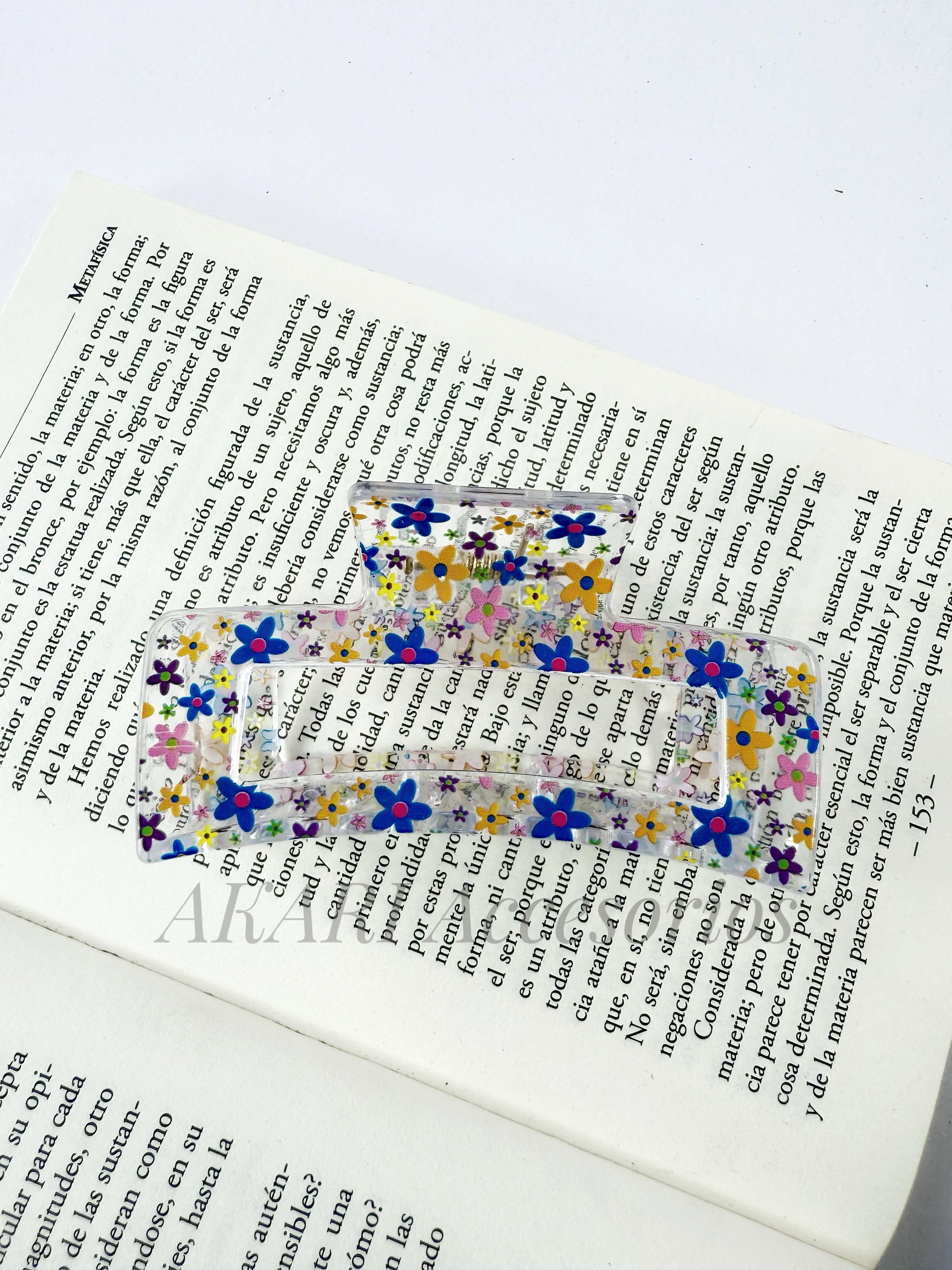 Pinzas de cabellos transparente de estampado