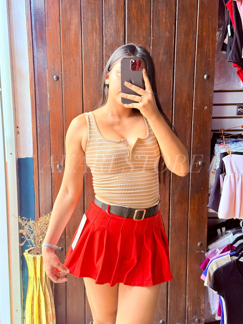 Crop top de rayas sin mangas con ojal