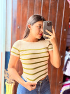 Crop top tela suéter