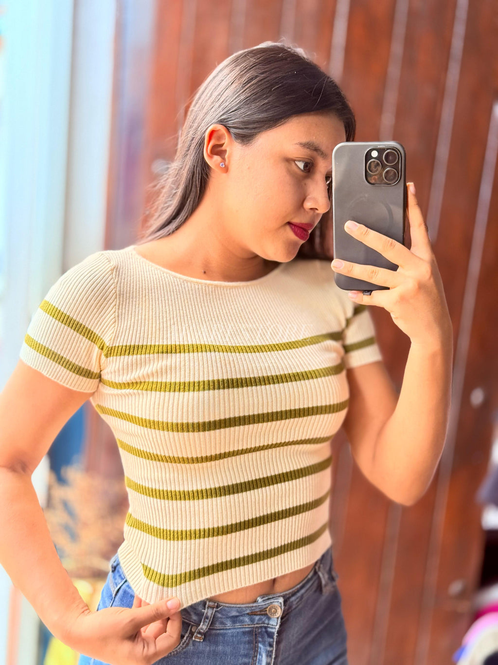 Crop top tela suéter