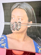 Aretes aro con flores