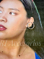 Aretes aro con flores