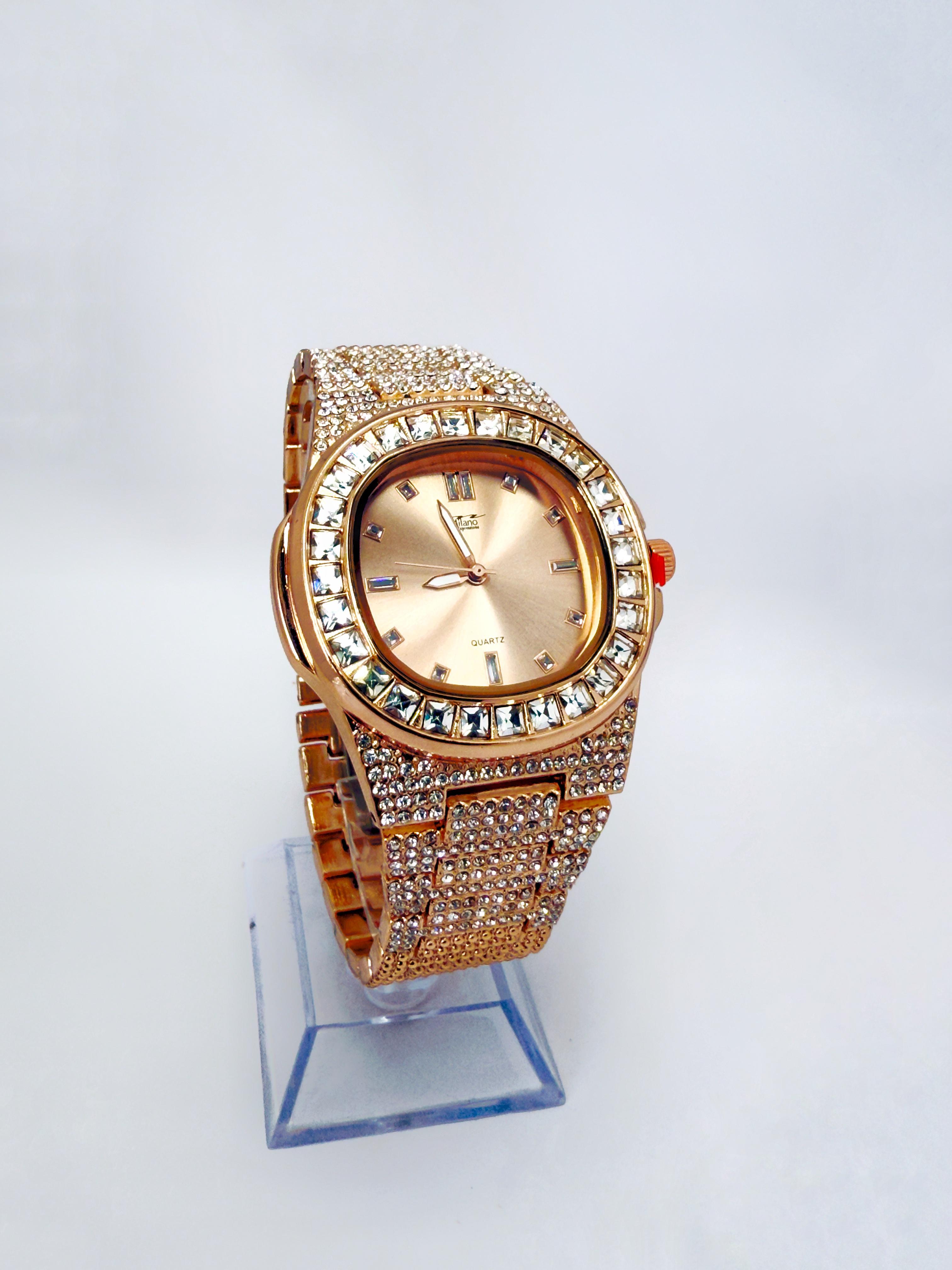 Reloj De  Lujo Con brillos Oro Rosa