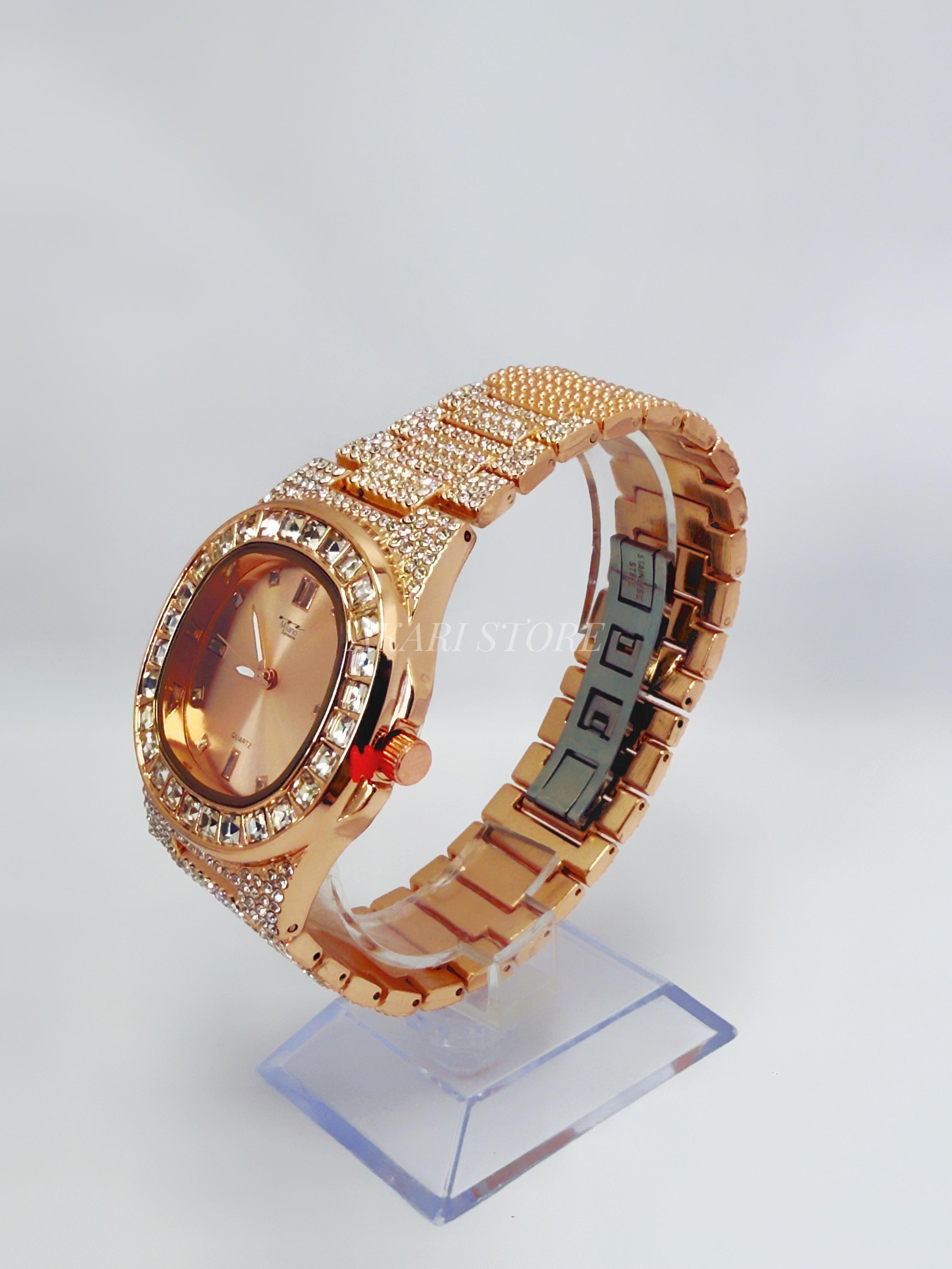 Reloj De  Lujo Con brillos Oro Rosa