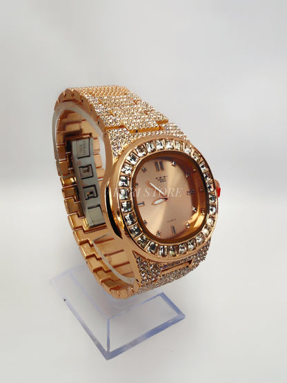 Reloj De  Lujo Con brillos Oro Rosa