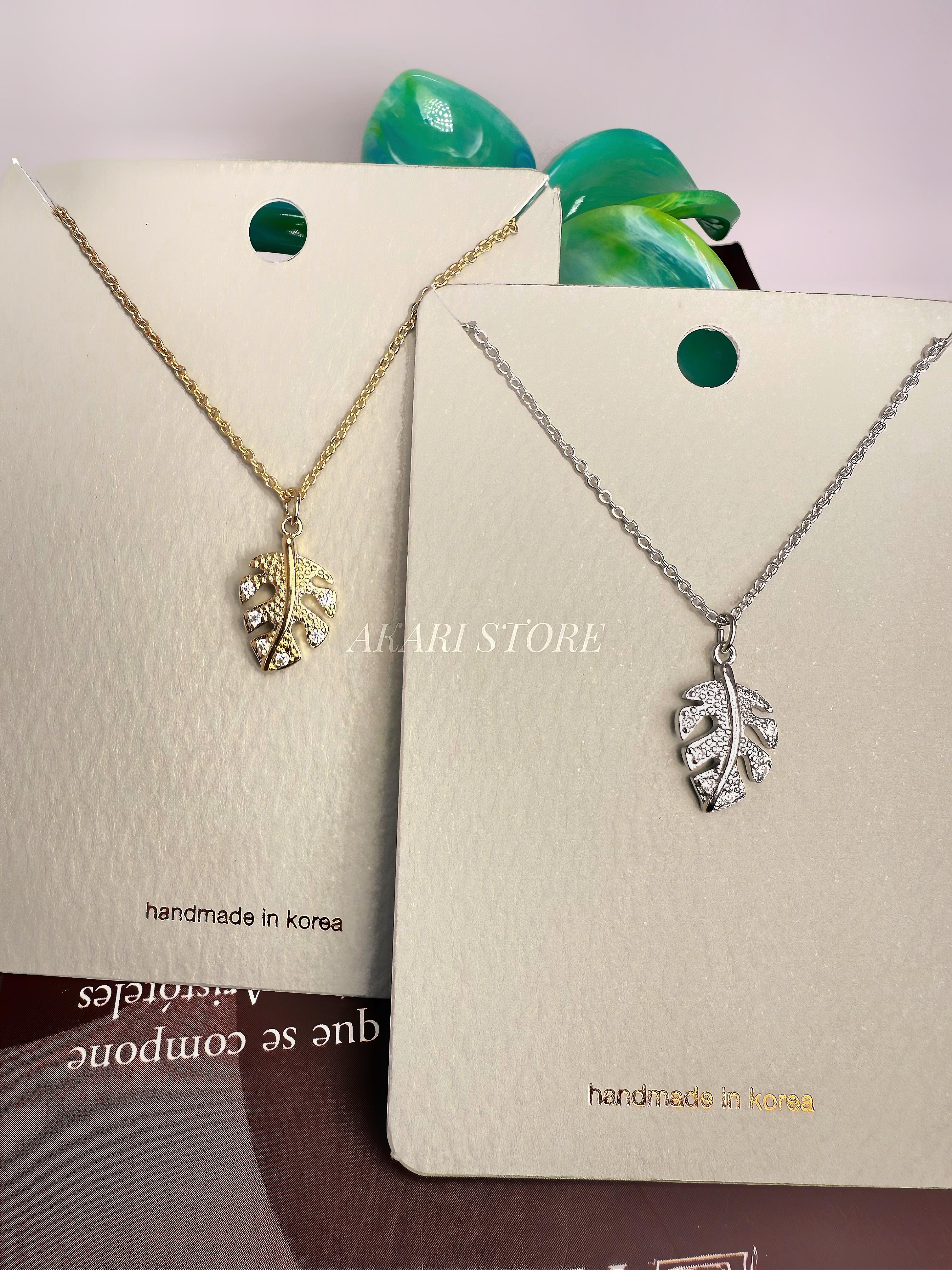 Cadena con Dije de Hoja de Mini Monstera