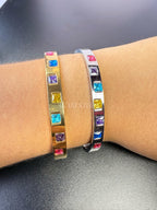 Brazalete Acero Inoxidable con Gemas Incrustadas