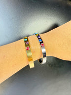 Brazalete Acero Inoxidable con Gemas Incrustadas