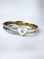 Brazalete Acero Inoxidable con Corazón y Bisagras